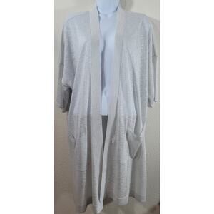 Chico's Gray Open Front Cardigan Sweater 1 Medium New With Tags Lightweight